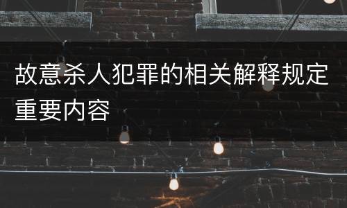 故意杀人犯罪的相关解释规定重要内容