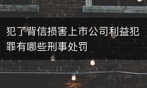犯了背信损害上市公司利益犯罪有哪些刑事处罚