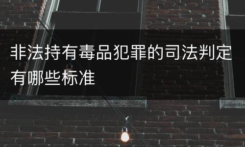 非法持有毒品犯罪的司法判定有哪些标准