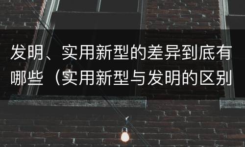 发明、实用新型的差异到底有哪些（实用新型与发明的区别有哪些）