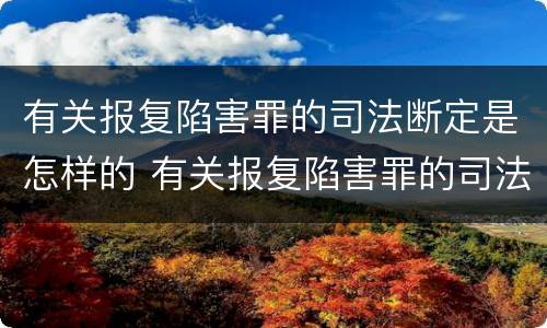 有关报复陷害罪的司法断定是怎样的 有关报复陷害罪的司法断定是怎样的行为