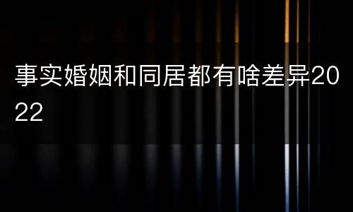 事实婚姻和同居都有啥差异2022