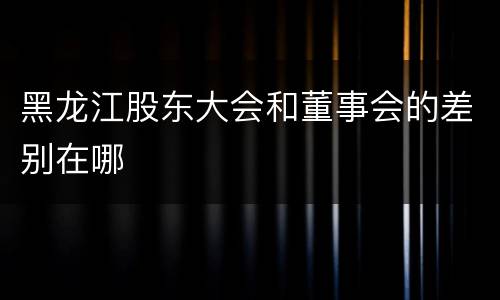 黑龙江股东大会和董事会的差别在哪