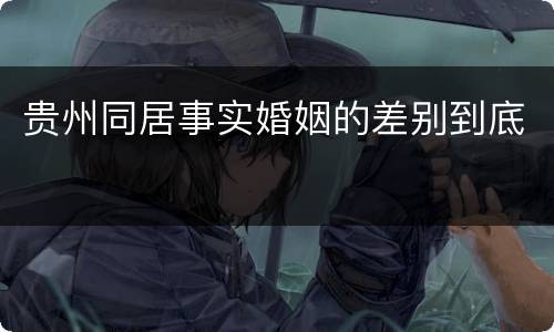 贵州同居事实婚姻的差别到底