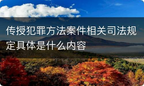 传授犯罪方法案件相关司法规定具体是什么内容