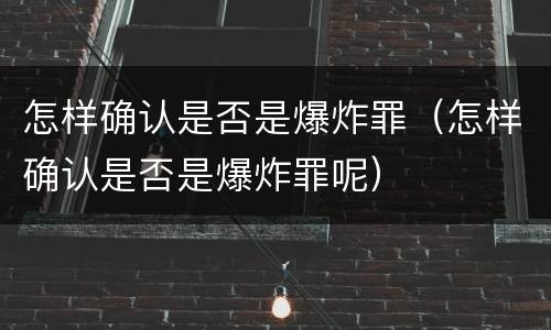 怎样确认是否是爆炸罪（怎样确认是否是爆炸罪呢）