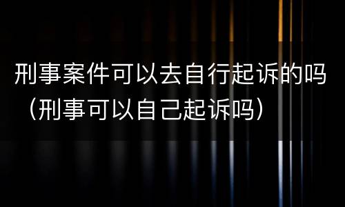 刑事案件可以去自行起诉的吗（刑事可以自己起诉吗）