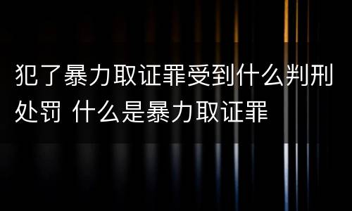 犯了暴力取证罪受到什么判刑处罚 什么是暴力取证罪