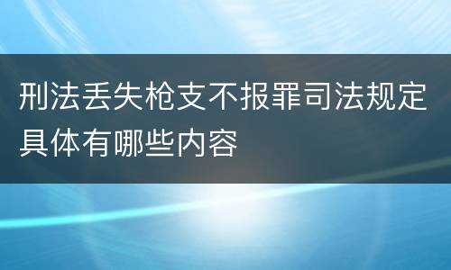刑法丢失枪支不报罪司法规定具体有哪些内容