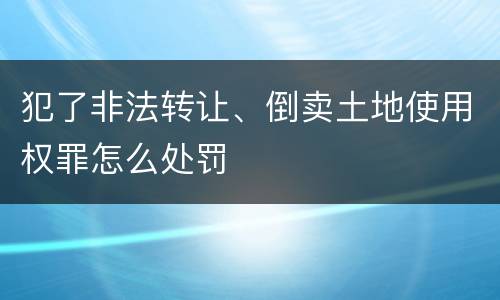 犯了非法转让、倒卖土地使用权罪怎么处罚