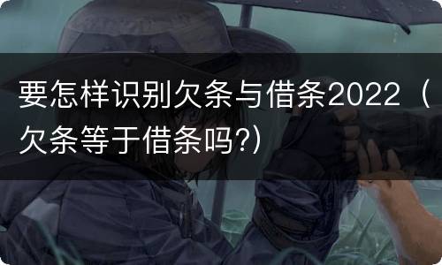 要怎样识别欠条与借条2022（欠条等于借条吗?）