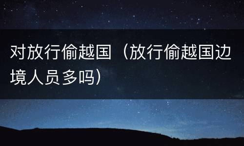 对放行偷越国（放行偷越国边境人员多吗）