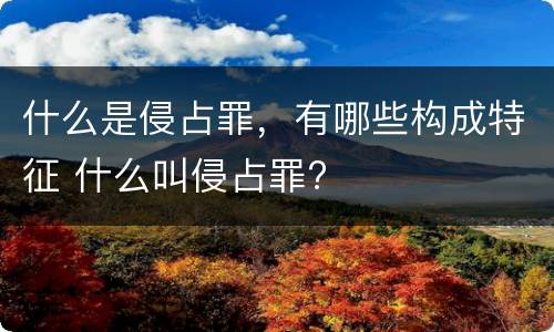 什么是侵占罪，有哪些构成特征 什么叫侵占罪?