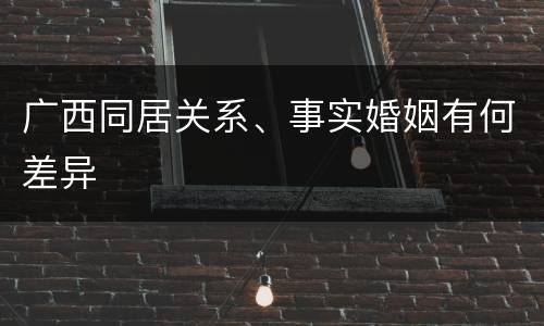 广西同居关系、事实婚姻有何差异