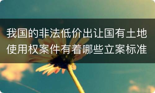 我国的非法低价出让国有土地使用权案件有着哪些立案标准
