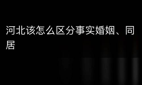 河北该怎么区分事实婚姻、同居