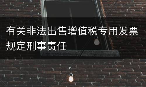 有关非法出售增值税专用发票规定刑事责任