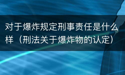 对于爆炸规定刑事责任是什么样（刑法关于爆炸物的认定）