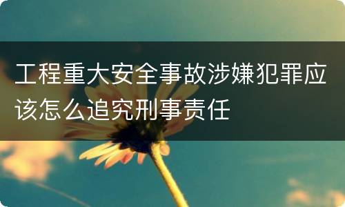 工程重大安全事故涉嫌犯罪应该怎么追究刑事责任