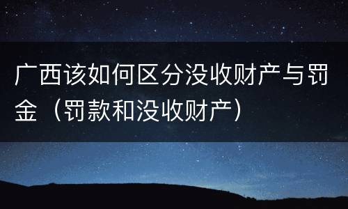 广西该如何区分没收财产与罚金（罚款和没收财产）