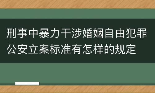 刑事中暴力干涉婚姻自由犯罪公安立案标准有怎样的规定