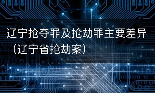 辽宁抢夺罪及抢劫罪主要差异（辽宁省抢劫案）