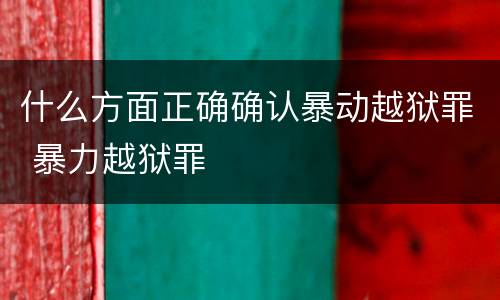 什么方面正确确认暴动越狱罪 暴力越狱罪