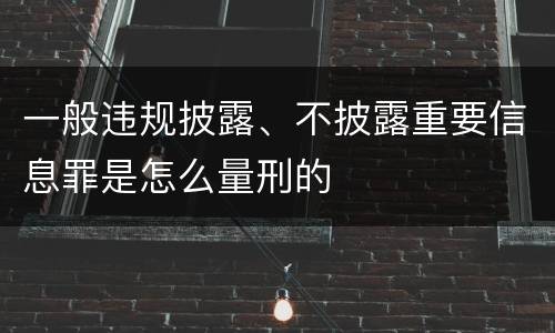 一般违规披露、不披露重要信息罪是怎么量刑的
