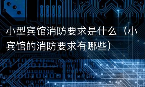 小型宾馆消防要求是什么（小宾馆的消防要求有哪些）