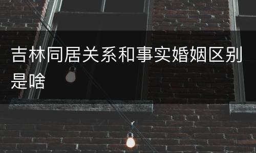 吉林同居关系和事实婚姻区别是啥