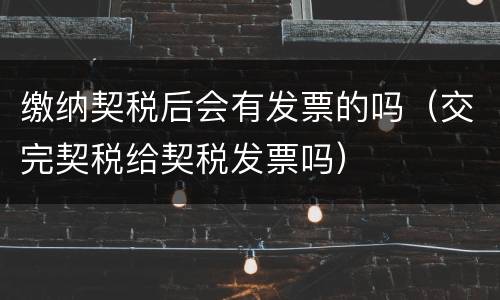 缴纳契税后会有发票的吗（交完契税给契税发票吗）