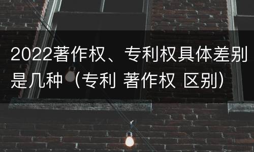 2022著作权、专利权具体差别是几种（专利 著作权 区别）