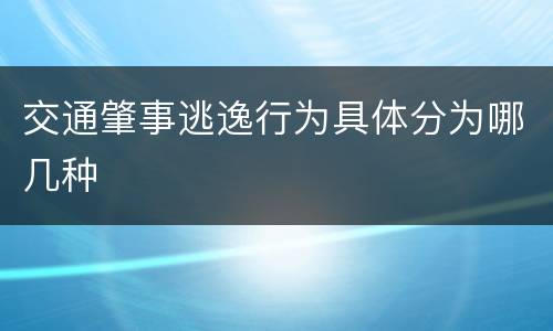 交通肇事逃逸行为具体分为哪几种