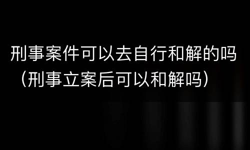 刑事案件可以去自行和解的吗（刑事立案后可以和解吗）