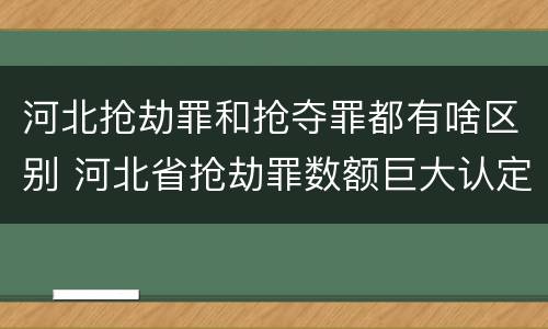 河北抢劫罪和抢夺罪都有啥区别 河北省抢劫罪数额巨大认定标准