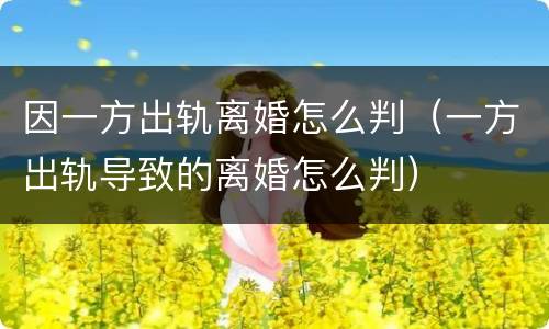 因一方出轨离婚怎么判（一方出轨导致的离婚怎么判）