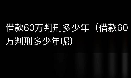 借款60万判刑多少年（借款60万判刑多少年呢）