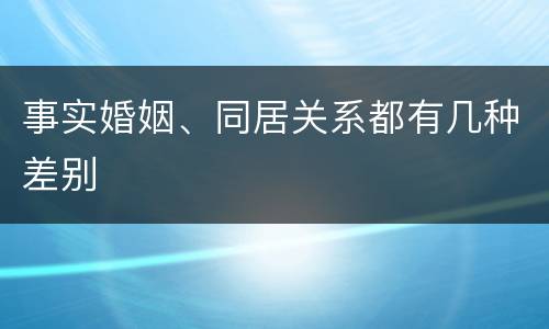 事实婚姻、同居关系都有几种差别