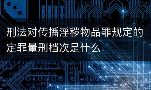 刑法对传播淫秽物品罪规定的定罪量刑档次是什么