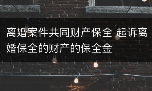 离婚案件共同财产保全 起诉离婚保全的财产的保全金