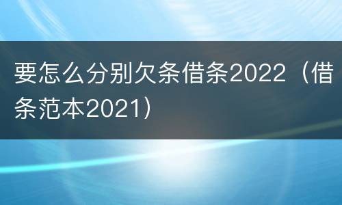 要怎么分别欠条借条2022（借条范本2021）