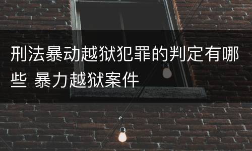 刑法暴动越狱犯罪的判定有哪些 暴力越狱案件