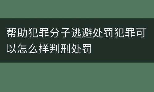 帮助犯罪分子逃避处罚犯罪可以怎么样判刑处罚