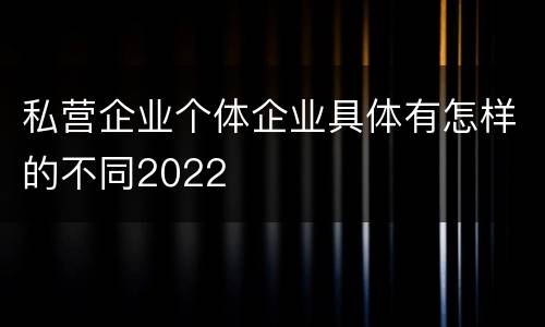 私营企业个体企业具体有怎样的不同2022