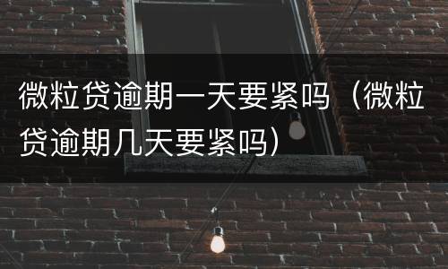 微粒贷逾期一天要紧吗（微粒贷逾期几天要紧吗）