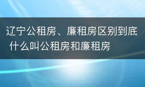 辽宁公租房、廉租房区别到底 什么叫公租房和廉租房