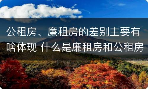 公租房、廉租房的差别主要有啥体现 什么是廉租房和公租房两个有什么特点