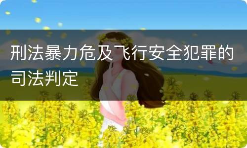 刑法暴力危及飞行安全犯罪的司法判定