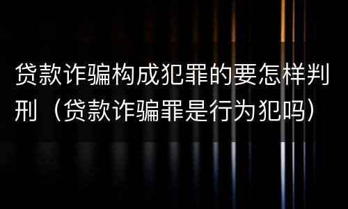贷款诈骗构成犯罪的要怎样判刑（贷款诈骗罪是行为犯吗）