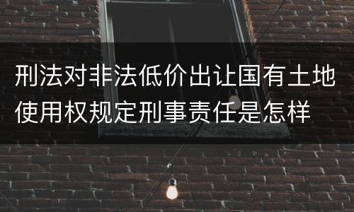 刑法对非法低价出让国有土地使用权规定刑事责任是怎样